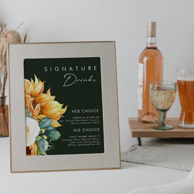 Poster Gras Country Sunflower Dark Green boissons signatu (Créateur téléchargé)
