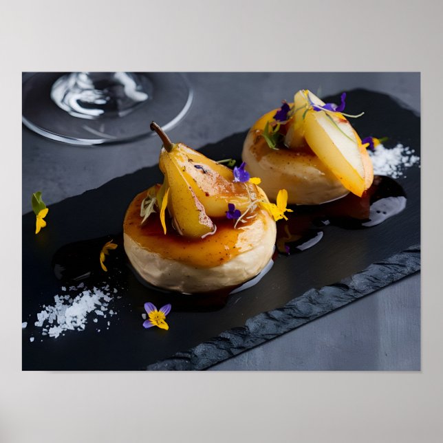 Poster Gras de foie gras gourmand avec réduction du vin r (Devant)