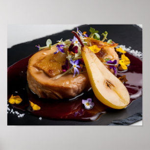 Poster Gras de foie gras gourmand avec réduction du vin r