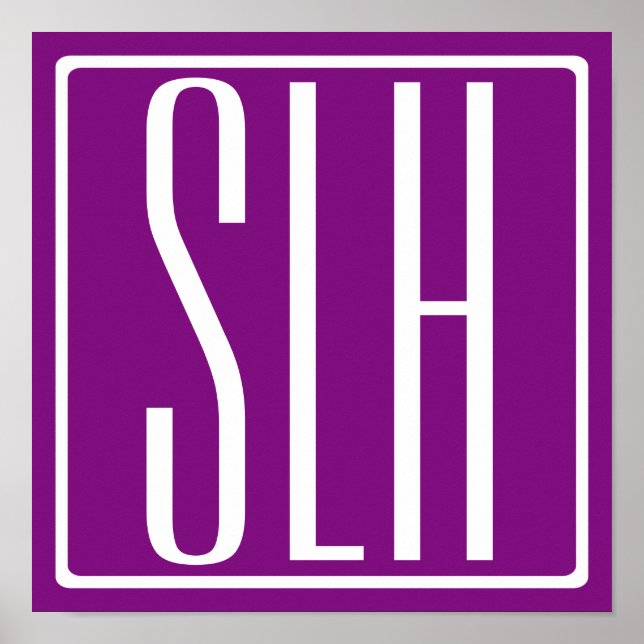 Poster Gras moderne 3 initiales Monogramme | Blanc et pou (Devant)