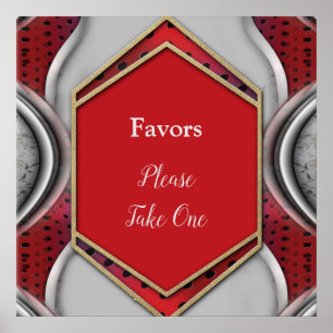 Poster Gras moderne métal 3D Gris rouge texture look