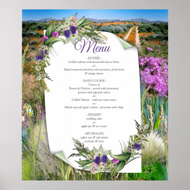 Poster Grasses et fleurs de printemps écologiques sauvage (Devant)
