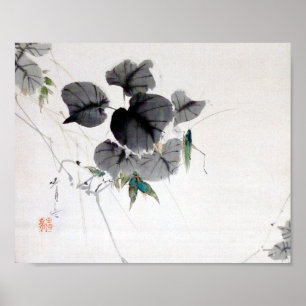 Poster Grasshopper sur la feuille Kudzu, Watanabe Seitei