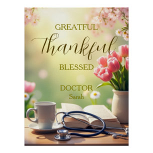 Poster Grateful Merci bienheureux médecin personnalisé
