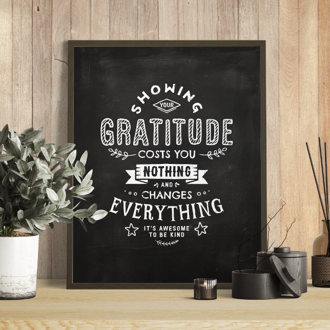 Poster Gratitude Change Tout Citation Inspirationnelle (Gratitude Changes Everything Inspirational Quote Poster)