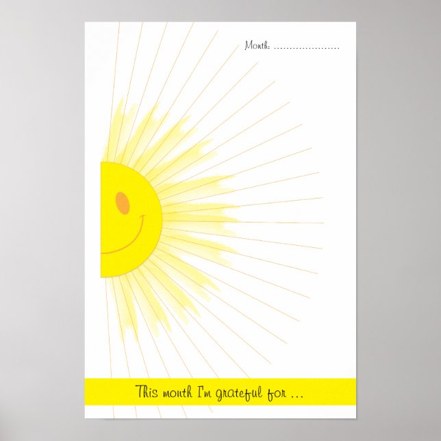 Poster Gratitude mensuelle Mindfulness Raies de soleil (Devant)