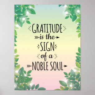 Poster Gratitude Noble Âme - Accueil Inspirationnel