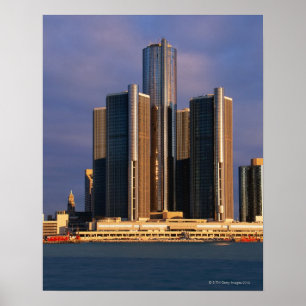 Poster Gratte-ciel par l'eau à Detroit 3