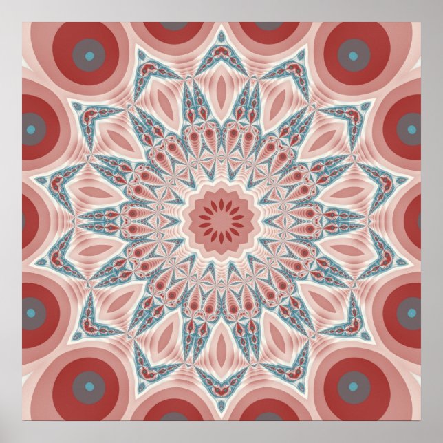 Poster Grattez moderne Kaleidoscope Mandala art fractal (Devant)