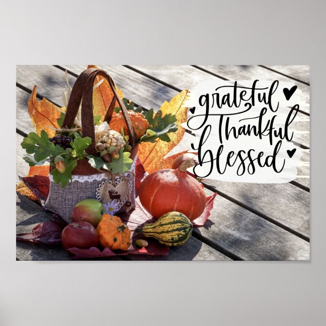 Poster Gratuit Merci Béni Automne Inspirationnel (Devant)