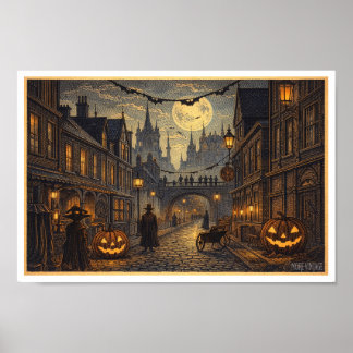 POSTER GRAVURE HALLOWEEN LONDRES VICTORIENNE