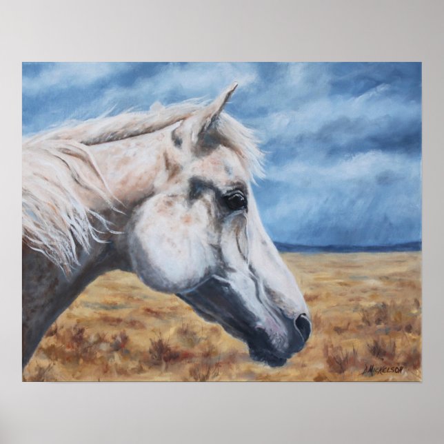 Poster Gray Arabian Horse Art Imprimer (Devant)