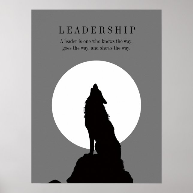 Poster Gray Black Pop Art Leadership Wolf Howling (Devant)