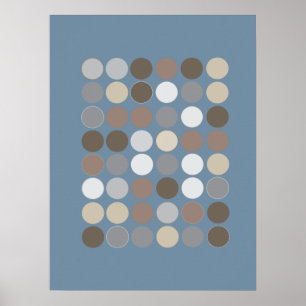 Poster Gray & Brown Circles w/Slate Blue Pattern Modern