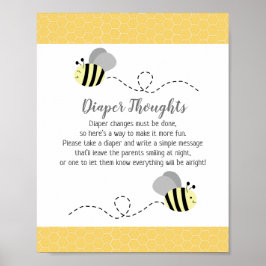 Poster Gray Bumble Bee Baby shower Déchets Pensées Jeu
