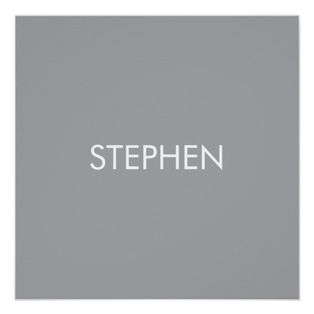 Poster Gray minimalist custom name  (Devant)