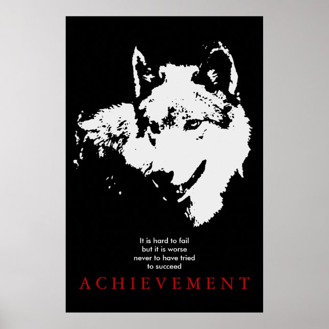 Poster Gray Wolf Motivational Pop Art unique (Devant)