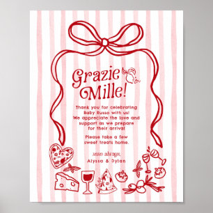 Poster Grazie Mille Citrons Italiens Fantaisistes Baby Sh