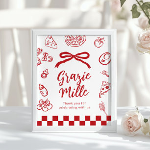 Poster Grazie Mille Merci d'être venu Pizza Capriceuse