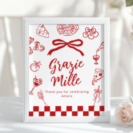 Poster Grazie Mille Thank you for coming Favors Italian