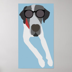 Poster Great dane avec l'affiche de lunettes de soleil