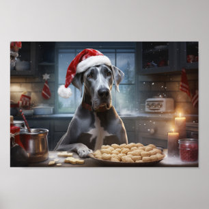 Poster Great Dane Christmas Cookies Festive Holiday