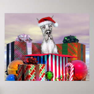 Poster Great Dane Christmas Surprise Merle