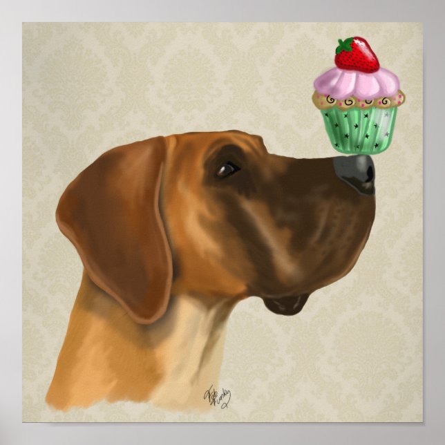 Poster Great Dane et Cupcake (Devant)