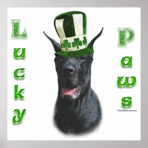 Poster Great Dane Lucky Paws; St. Patty's Day Great Dane