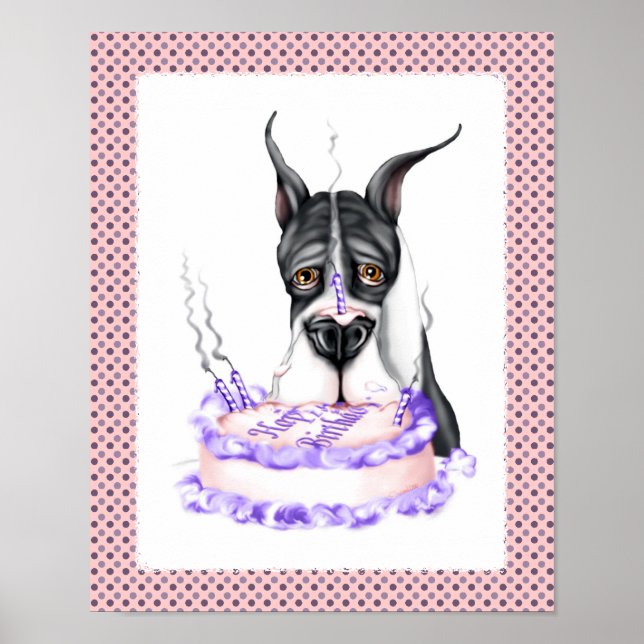 Poster Great Dane Mantle gâteau d'anniversaire (Devant)