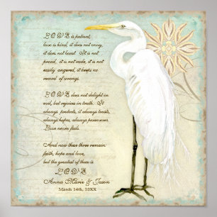Poster Great Egret Coastal Beach - Mariage Personnalisé