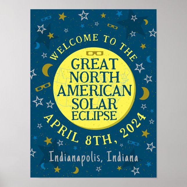 Poster Great North American Solar Eclipse Avr 2024 (Devant)