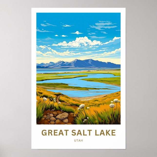 Poster Great Salt Lake Utah Travel Imprimer (Devant)