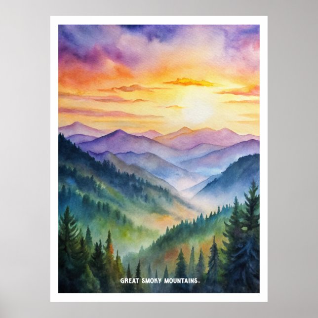 Poster Great Smoky Mountains National Park Aquarelle (Devant)