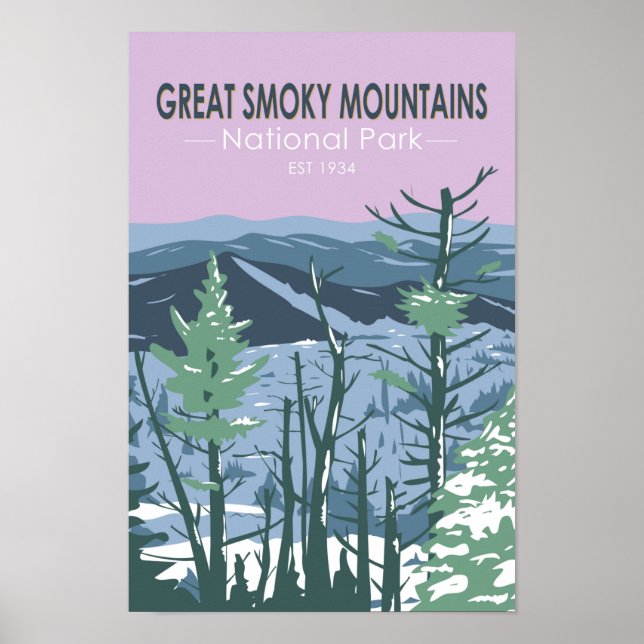 Poster Great Smoky Mountains National Park Retro (Devant)