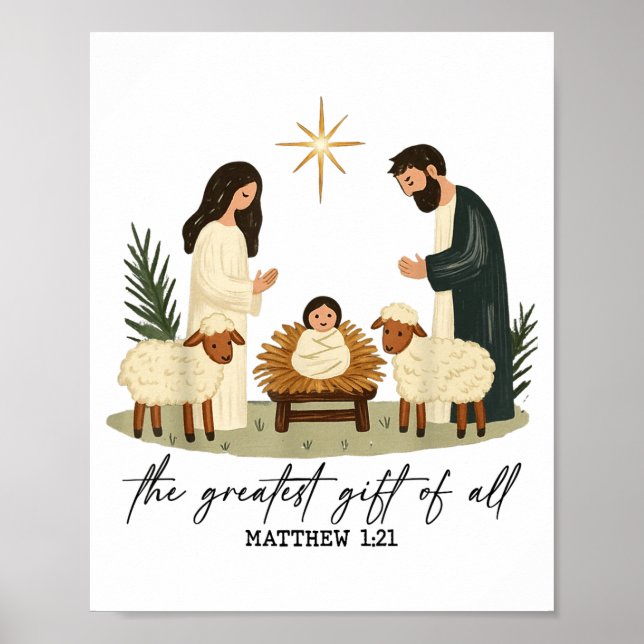 Poster Greatest Gift Of All Nativity Scene Christian Chri (Devant)