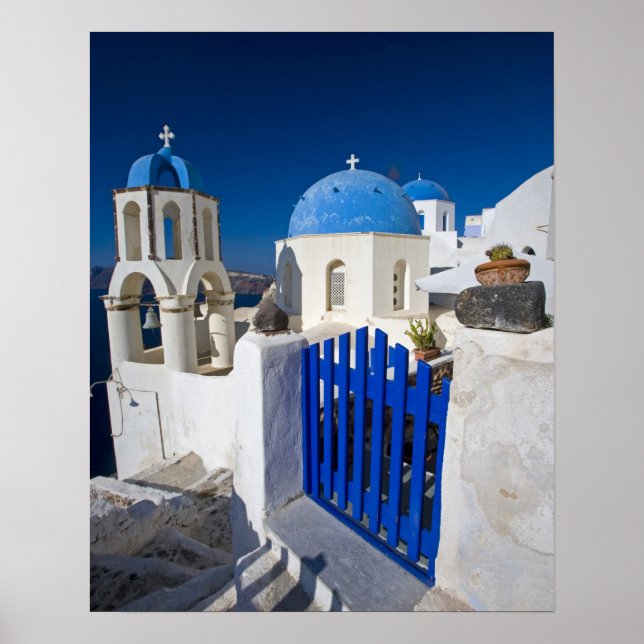 Poster Grèce et l'île grecque de Santorin ville d'Oia 3 (Devant)