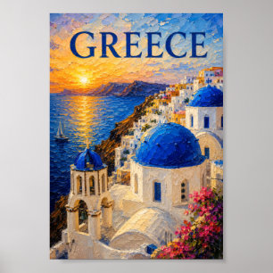 Poster Grèce : Souvenir artistique du coucher de soleil r