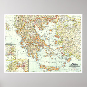 Poster " Greece and the Aegean : 1958 detailed map ...