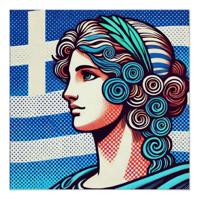 Poster Greek flag (Devant)