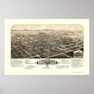 Poster Greeley, carte panoramique de Co - 1882