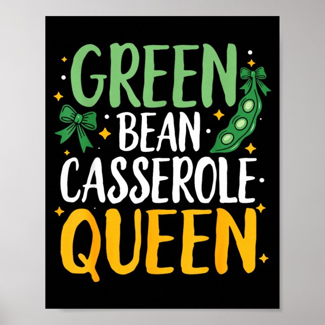 Poster Green Bean Cerole Queen Kitchen Funny Thanksgiving (Devant)