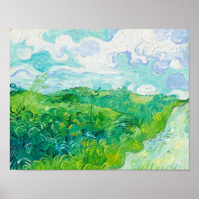Poster Green Blé Fields, Auvers, 1890 par van Gogh (Devant)