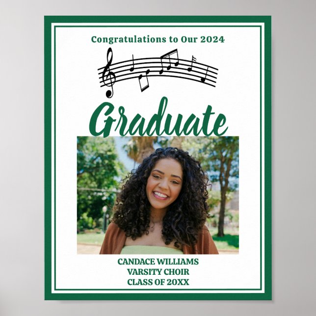 Poster Green Choir Photo High School Graduation Party (Devant)