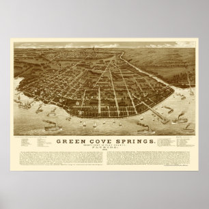 Poster Green Cove Springs, FL Carte panoramique - 1885
