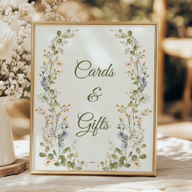 Poster Green Elegant Fleur sauvage de mariage cartes et c (Créateur téléchargé)
