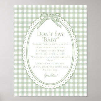 Poster Green Gingham Coquette Bow Dont Say Baby Game