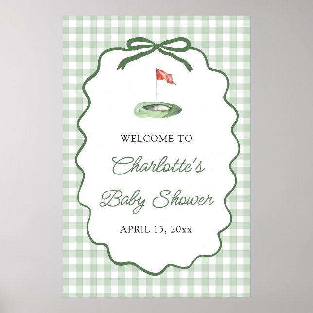 Poster Green Golf New to the Club Baby Shower Welcome (Devant)