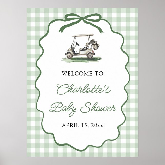 Poster Green Golf New to the Club Baby Shower Welcome (Devant)