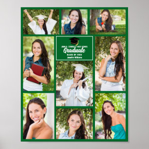 Poster Green Graduate Photo Collage Graduation Party